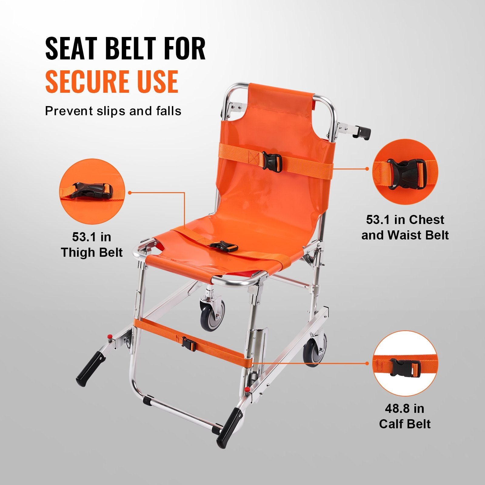 EMS Stair Chair, 159 kg Load Capacity, Foldable Aluminum Emergency Stair Climbing Wheelchair with 2 Wheels, V952-SDLYPLCSTS00G9IQZV0