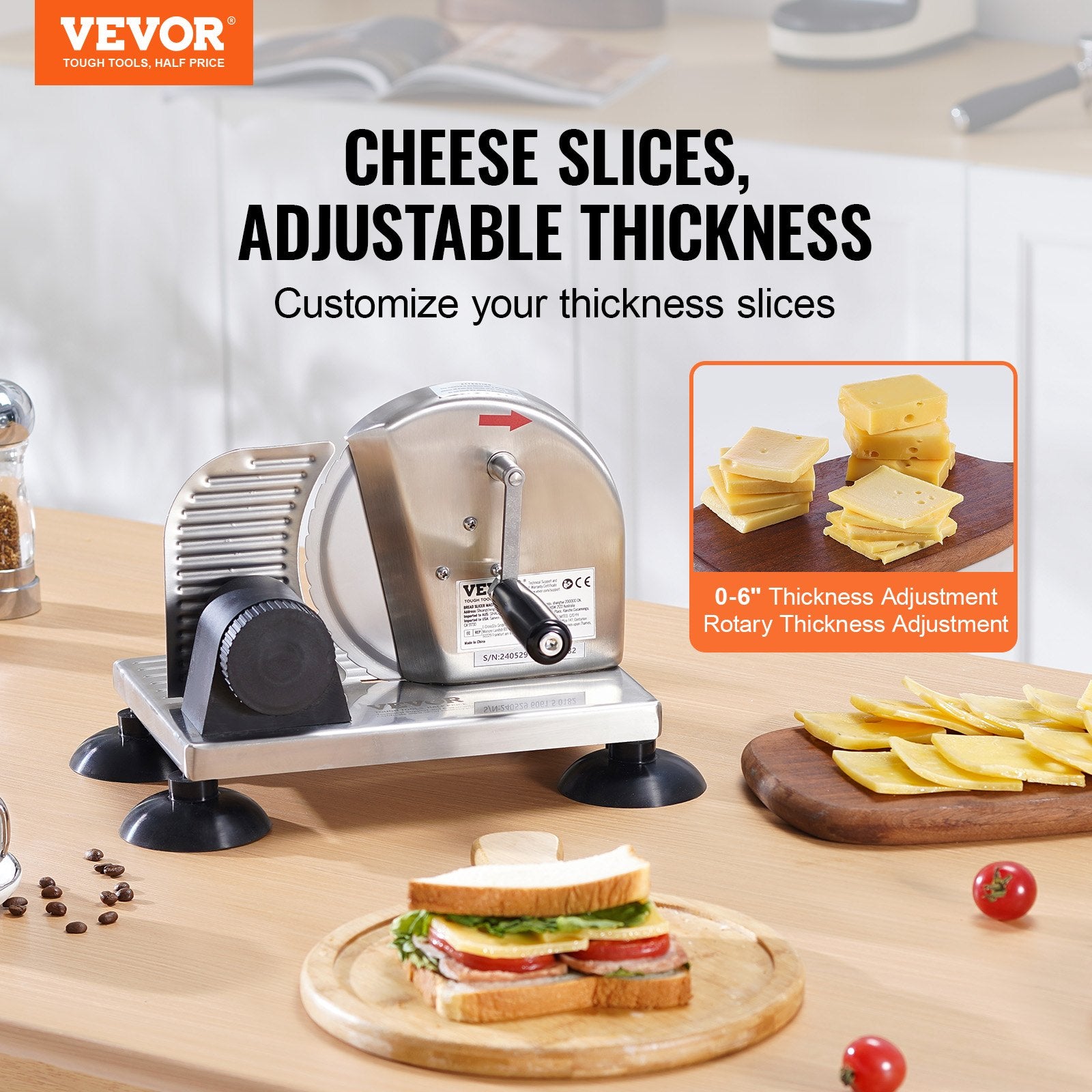 Manual Bread Slicer 0-6" Cheeser Butter Cutting for Kitchen Restaurant V952-SDMBQPJ75INC4T7C3V0