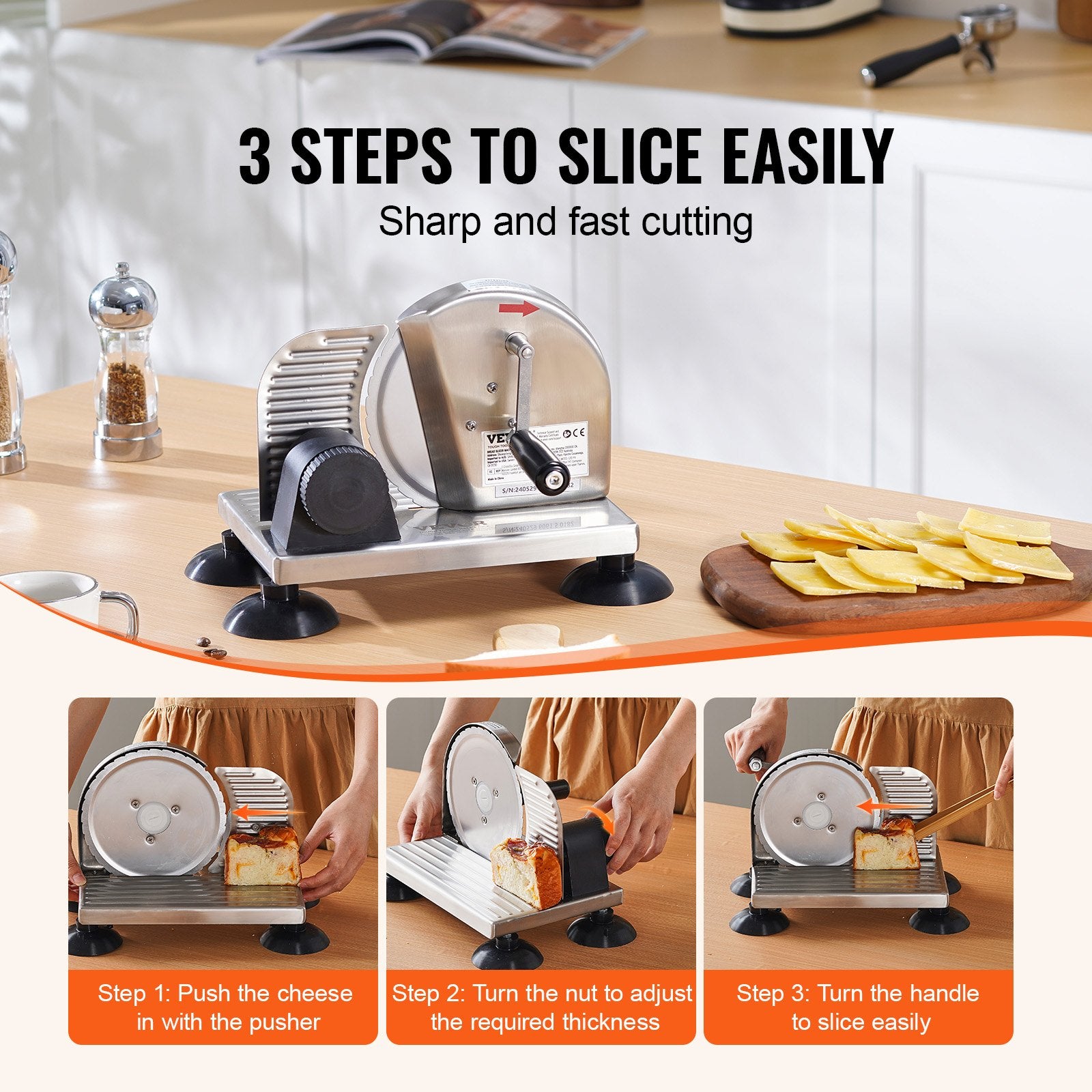 Manual Bread Slicer 0-6" Cheeser Butter Cutting for Kitchen Restaurant V952-SDMBQPJ75INC4T7C3V0