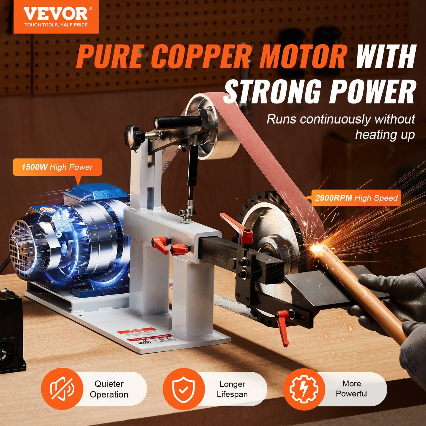 Belt Grinder Sander, 72 x 2-Inch Variable Speed Belt Polisher with VFD, 1500W 2HP Polishing Grinding Machine V952-SDMC1500W722VBGPTV3