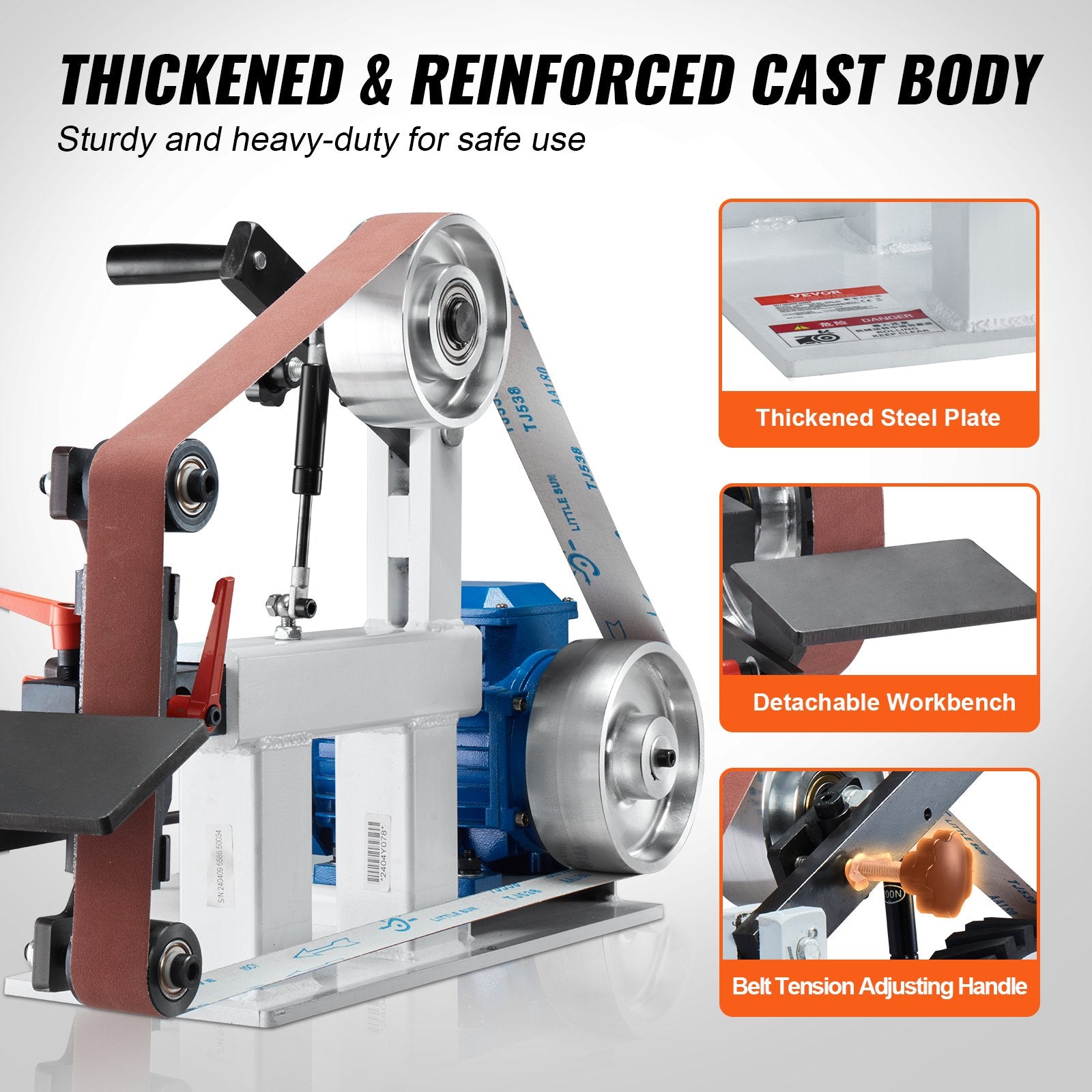 Belt Grinder Sander, 72 x 2-Inch Variable Speed Belt Polisher with VFD, 1500W 2HP Polishing Grinding Machine V952-SDMC1500W722VBGPTV3