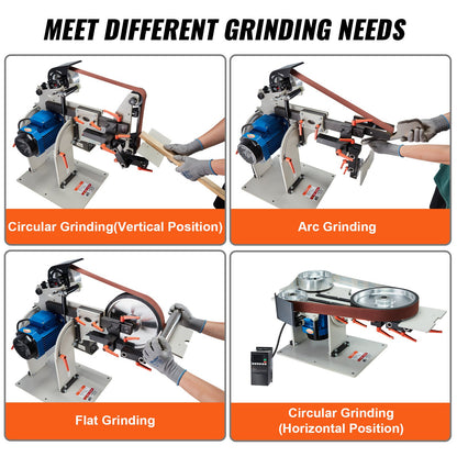 Belt Grinder Sander 72 x 2-Inch Belt Polisher with VFD 3 Grinding Moulds V952-SDMC1500W728DDD10V3