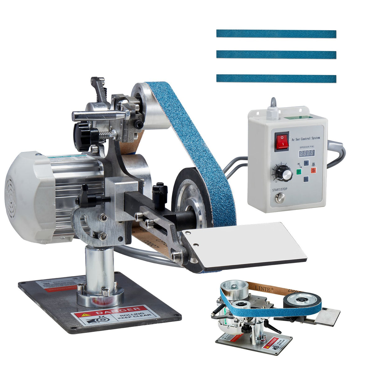 Belt Grinder Sander, 30 x 1-Inch Variable Speed Belt Polisher with VFD, 550W Polishing Grinding Machine with V952-SDMC550W301ITG5FHV3