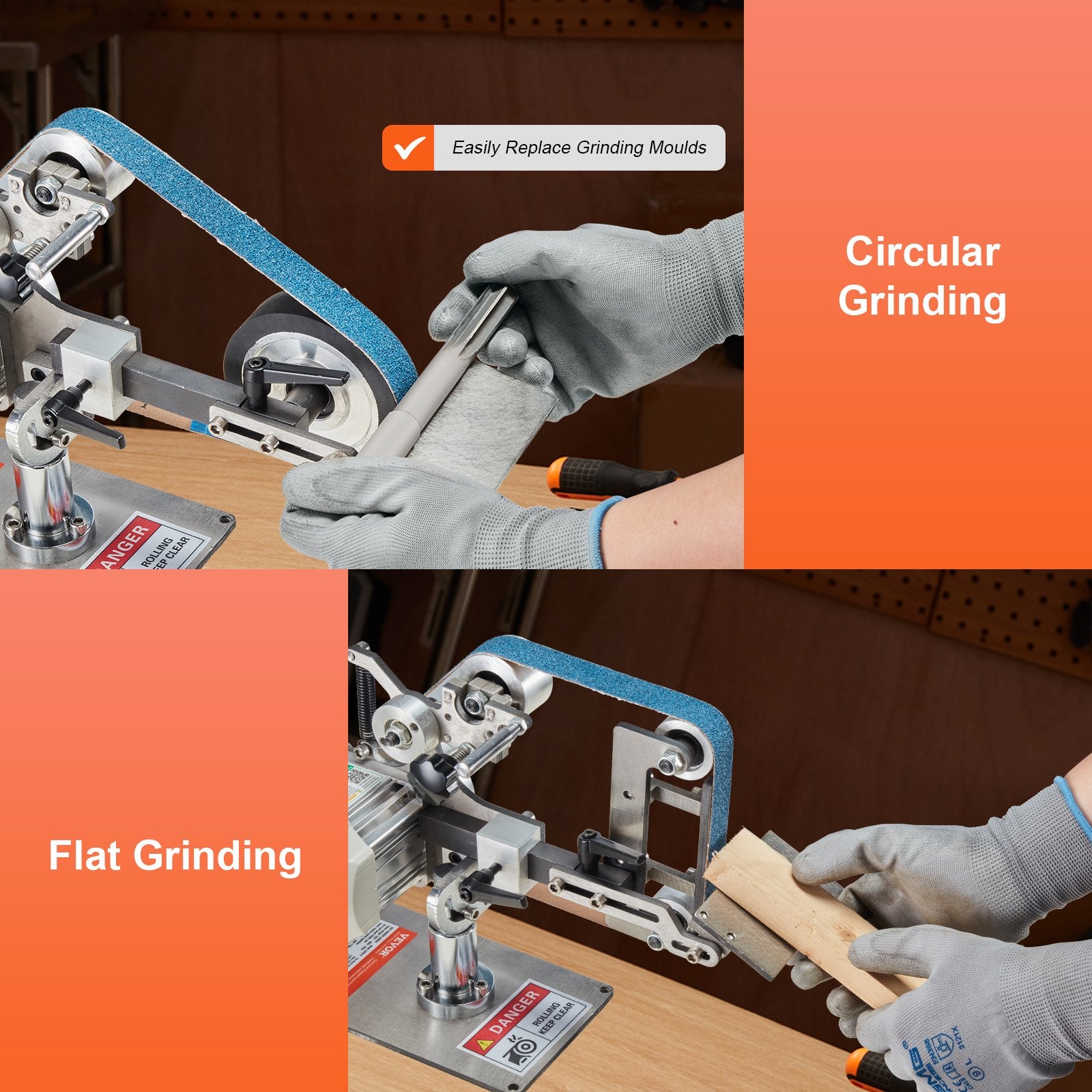 Belt Grinder Sander, 30 x 1-Inch Variable Speed Belt Polisher with VFD, 550W Polishing Grinding Machine with V952-SDMC550W301ITG5FHV3