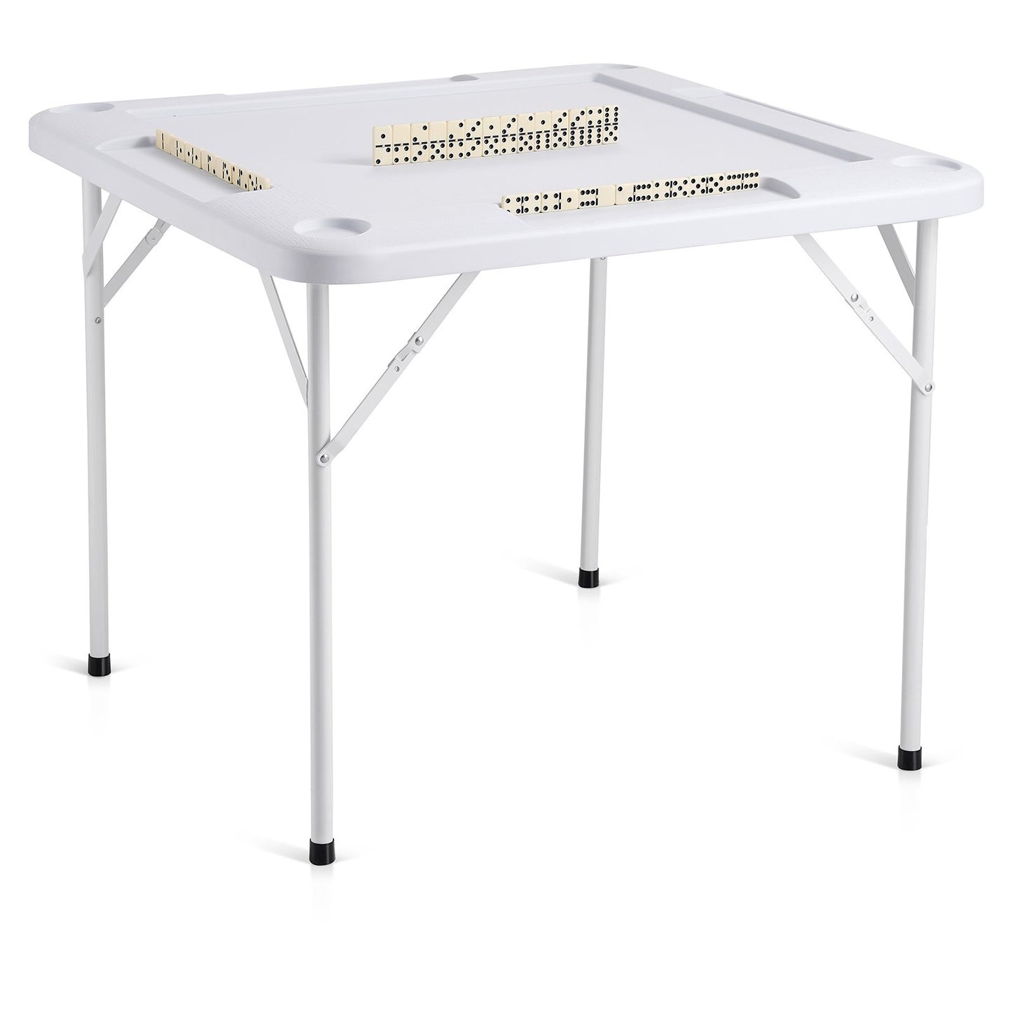 Mahjong Table, Square 4 Player Folding Card Table with 4 Cup Holders & 4 Chip Trays, Portable Domino Game V952-SDMJZBSDMNGPT73ZQV0
