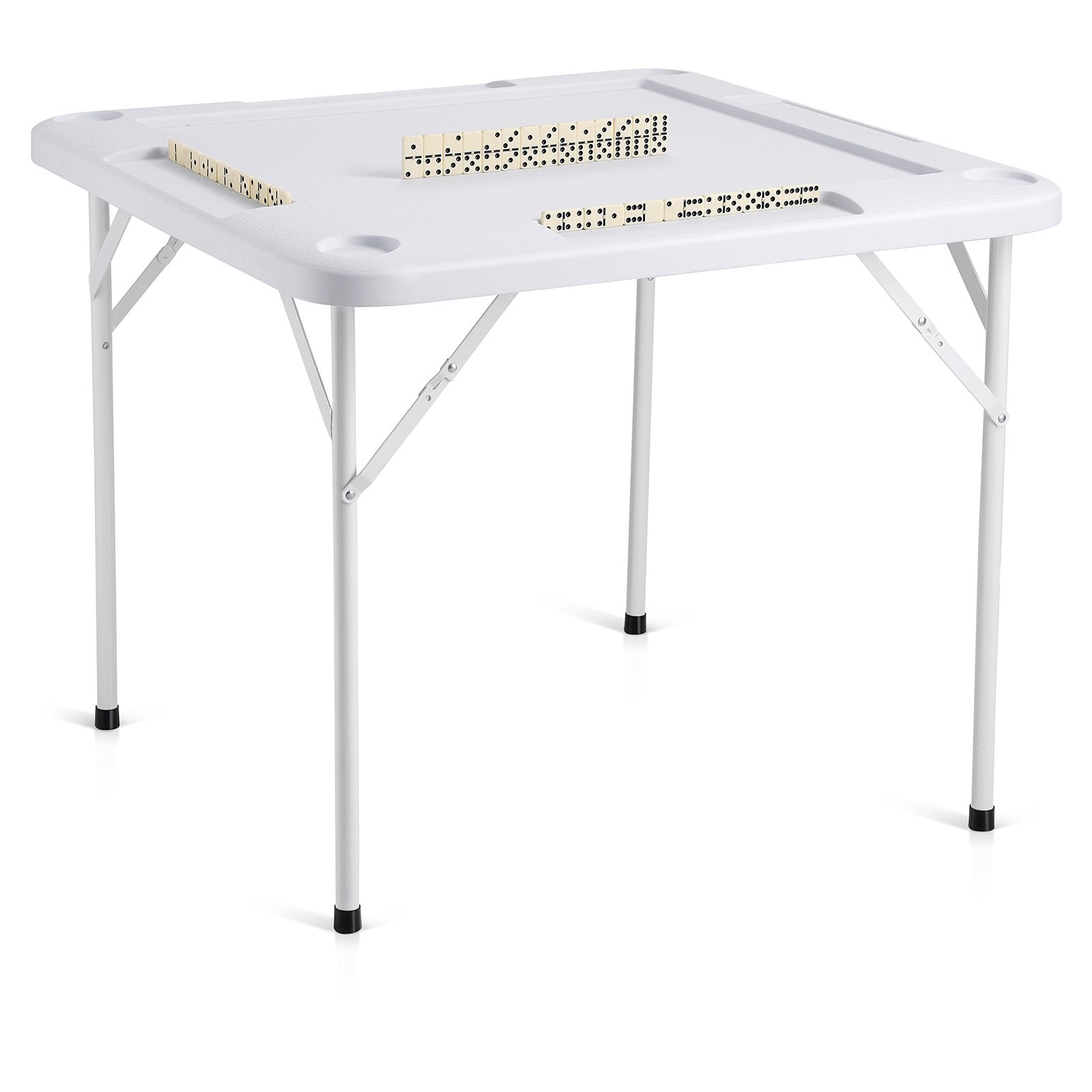 Mahjong Table, Square 4 Player Folding Card Table with 4 Cup Holders & 4 Chip Trays, Portable Domino Game V952-SDMJZBSDMNGPT73ZQV0