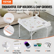 Mahjong Table, Square 4 Player Folding Card Table with 4 Cup Holders & 4 Chip Trays, Portable Domino Game V952-SDMJZBSDMNGPT73ZQV0