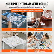Mahjong Table, Square 4 Player Folding Card Table with 4 Cup Holders & 4 Chip Trays, Portable Domino Game V952-SDMJZBSDMNGPT73ZQV0
