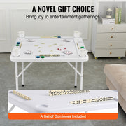 Mahjong Table, Square 4 Player Folding Card Table with 4 Cup Holders & 4 Chip Trays, Portable Domino Game V952-SDMJZBSDMNGPT73ZQV0