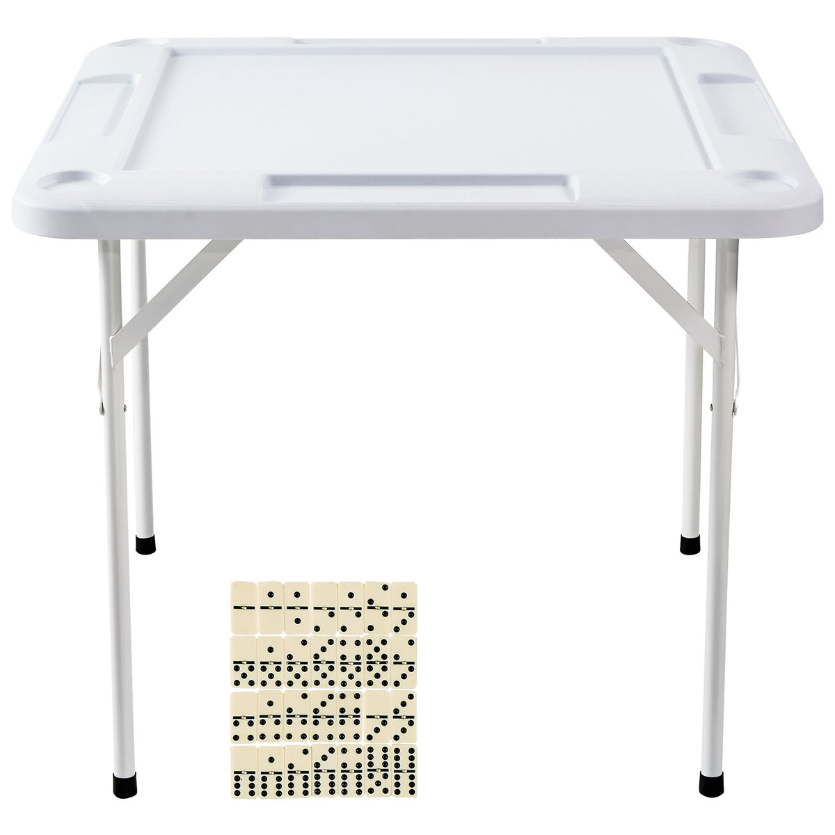 Mahjong Table, Square 4 Player Folding Card Table with 4 Cup Holders & 4 Chip Trays, Portable Domino Game V952-SDMJZBSDMNGPT73ZQV0