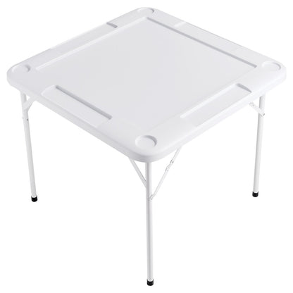 Mahjong Table, Square 4 Player Folding Card Table with 4 Cup Holders & 4 Chip Trays, Portable Domino Game V952-SDMJZBSDMNGPT73ZQV0