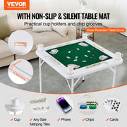 Mahjong Table, 4 Player Folding Domino Table with Wear-Resistant Green Tabletop, Portable Square Card Table V952-SDMJZBSWZDMJOF0ZJV0