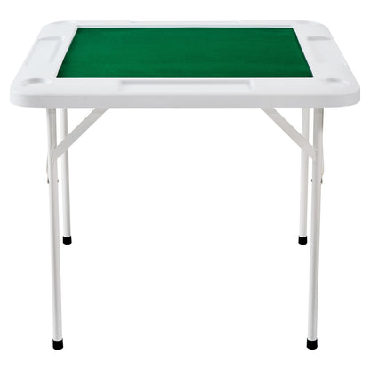 Mahjong Table, 4 Player Folding Domino Table with Wear-Resistant Green Tabletop, Portable Square Card Table V952-SDMJZBSWZDMJOF0ZJV0