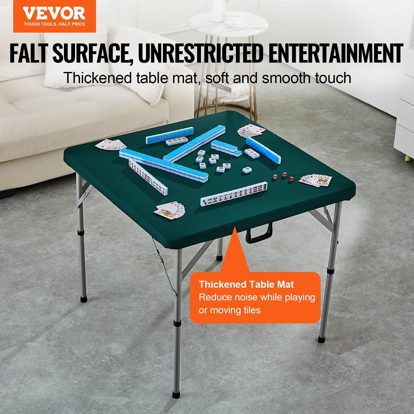 Mahjong Table, Fold-in-Half 4 Player Card Table with Wear-Resistant Green Tabletop, Portable Bi-Folding V952-SDMJZBSWZDSTQ0FNSV0