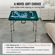 Mahjong Table with Mahjong Tiles Set, Fold-in-Half 4 Player Card Table with 144PCS Majiang Tiles and 3 Dice, V952-SDMJZBSZSMJZ336P1V0