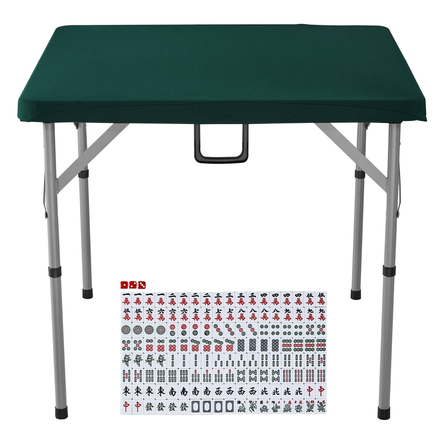 Mahjong Table with Mahjong Tiles Set, Fold-in-Half 4 Player Card Table with 144PCS Majiang Tiles and 3 Dice, V952-SDMJZBSZSMJZ336P1V0