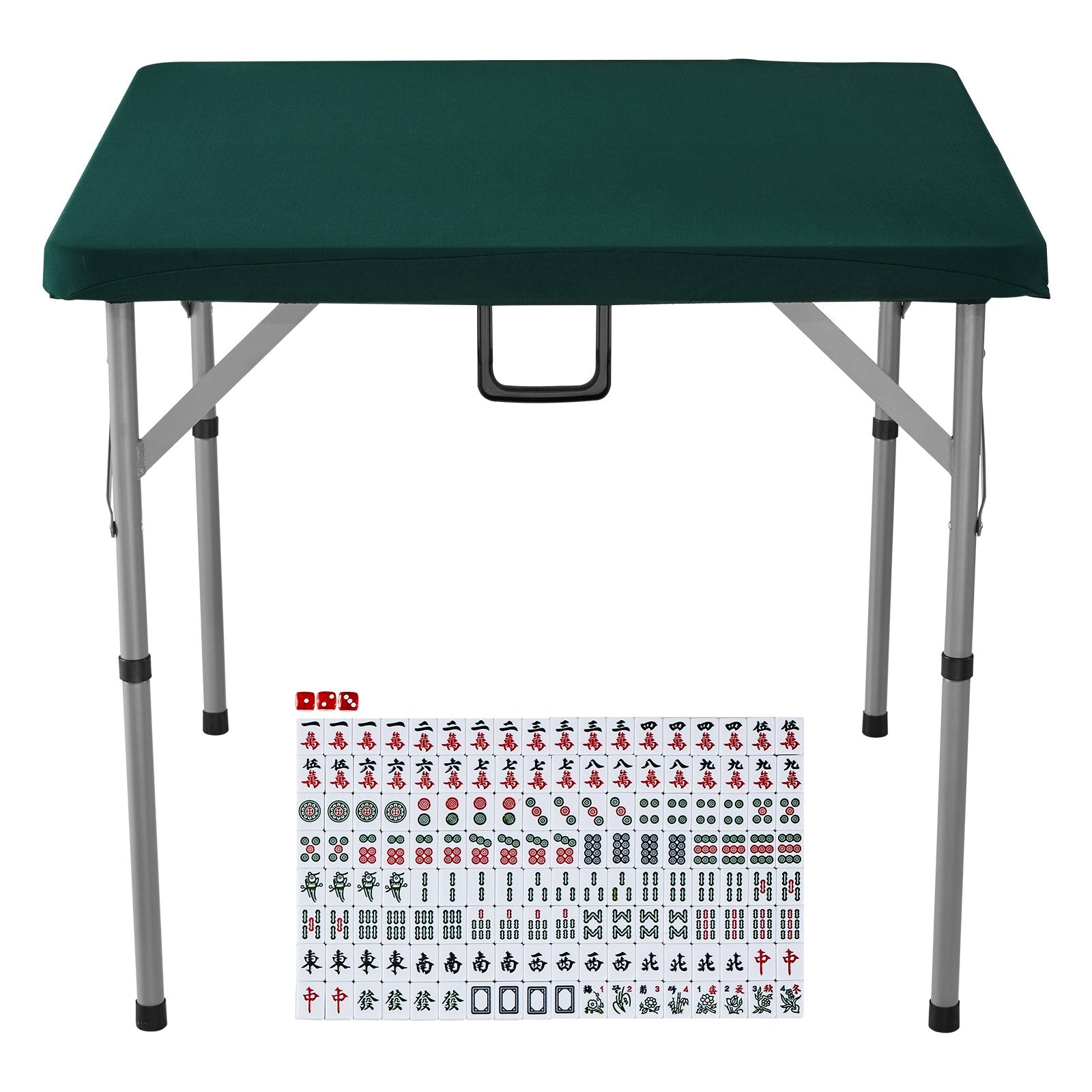 Mahjong Table with Mahjong Tiles Set, Fold-in-Half 4 Player Card Table with 144PCS Majiang Tiles and 3 Dice, V952-SDMJZBSZSMJZ336P1V0