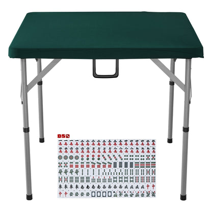 Mahjong Table with Mahjong Tiles Set, Fold-in-Half 4 Player Card Table with 144PCS Majiang Tiles and 3 Dice, V952-SDMJZBSZSMJZ336P1V0