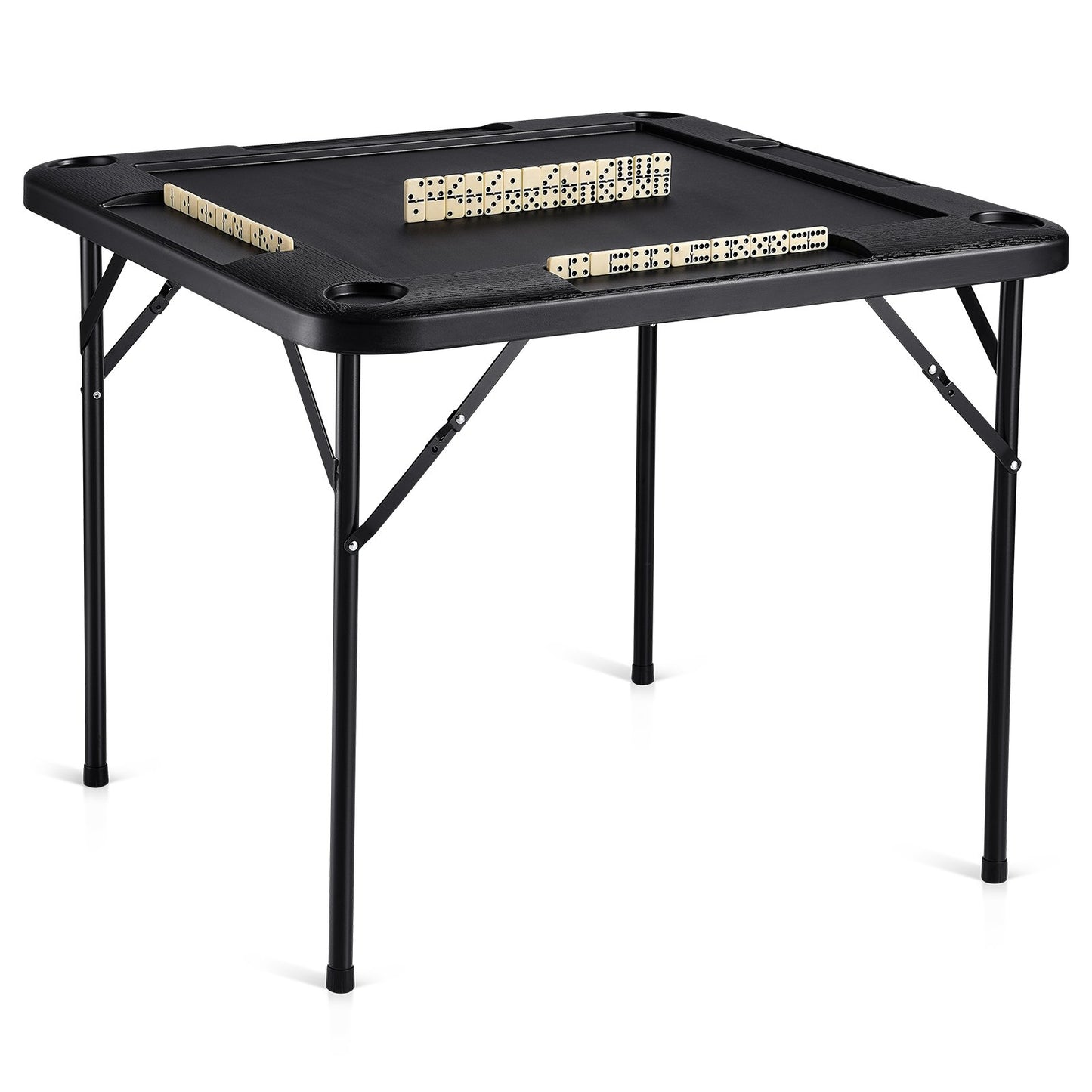 Mahjong Table, Square 4 Player Folding Card Table with 4 Cup Holders & 4 Chip Trays, Portable Domino Game V952-SDMJZHSDMNGP0C7TXV0