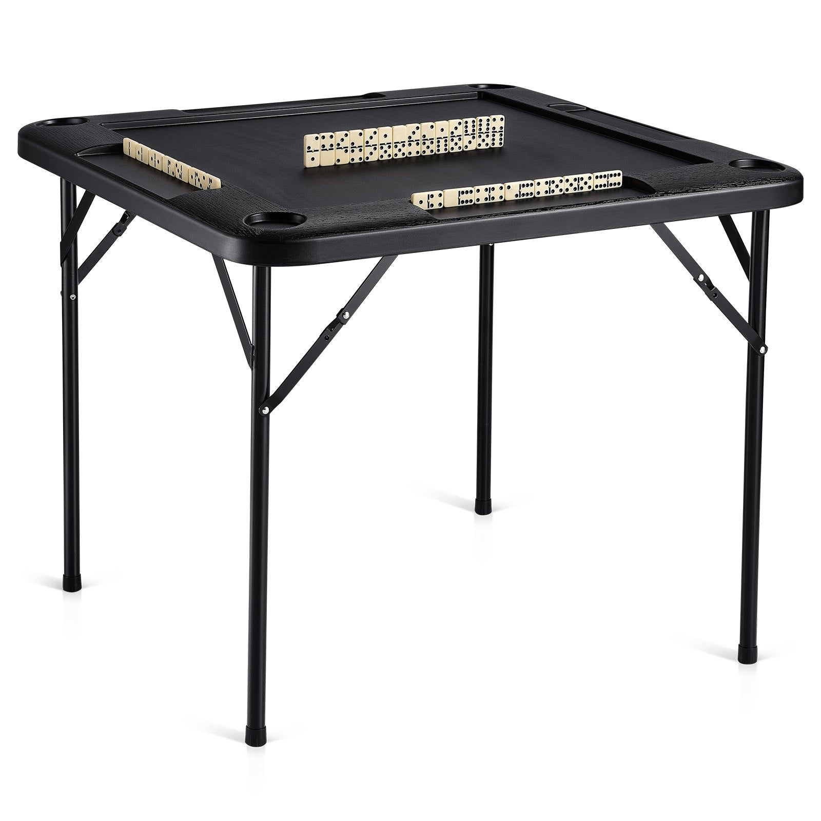 Mahjong Table, Square 4 Player Folding Card Table with 4 Cup Holders & 4 Chip Trays, Portable Domino Game V952-SDMJZHSDMNGP0C7TXV0