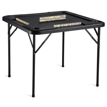 Mahjong Table, Square 4 Player Folding Card Table with 4 Cup Holders & 4 Chip Trays, Portable Domino Game V952-SDMJZHSDMNGP0C7TXV0