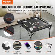 Mahjong Table, Square 4 Player Folding Card Table with 4 Cup Holders & 4 Chip Trays, Portable Domino Game V952-SDMJZHSDMNGP0C7TXV0