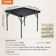 Mahjong Table, Square 4 Player Folding Card Table with 4 Cup Holders & 4 Chip Trays, Portable Domino Game V952-SDMJZHSDMNGP0C7TXV0