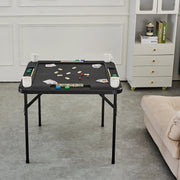 Mahjong Table, Square 4 Player Folding Card Table with 4 Cup Holders & 4 Chip Trays, Portable Domino Game V952-SDMJZHSDMNGP0C7TXV0