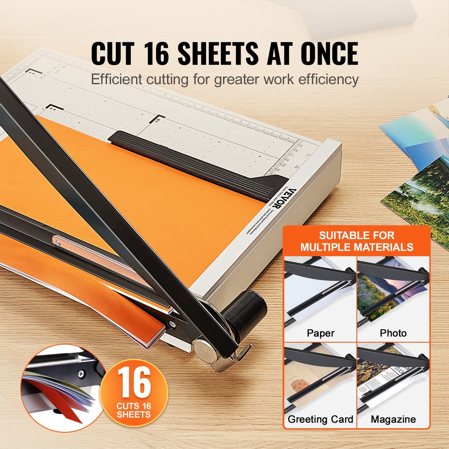 Paper Cutter, Guillotine Trimmer, 381 mm Cut Length, 16 Sheets Capacity, Heavy Duty Guillotine Paper Cutter V952-SDQZJZXQZJ15AQ68NV0