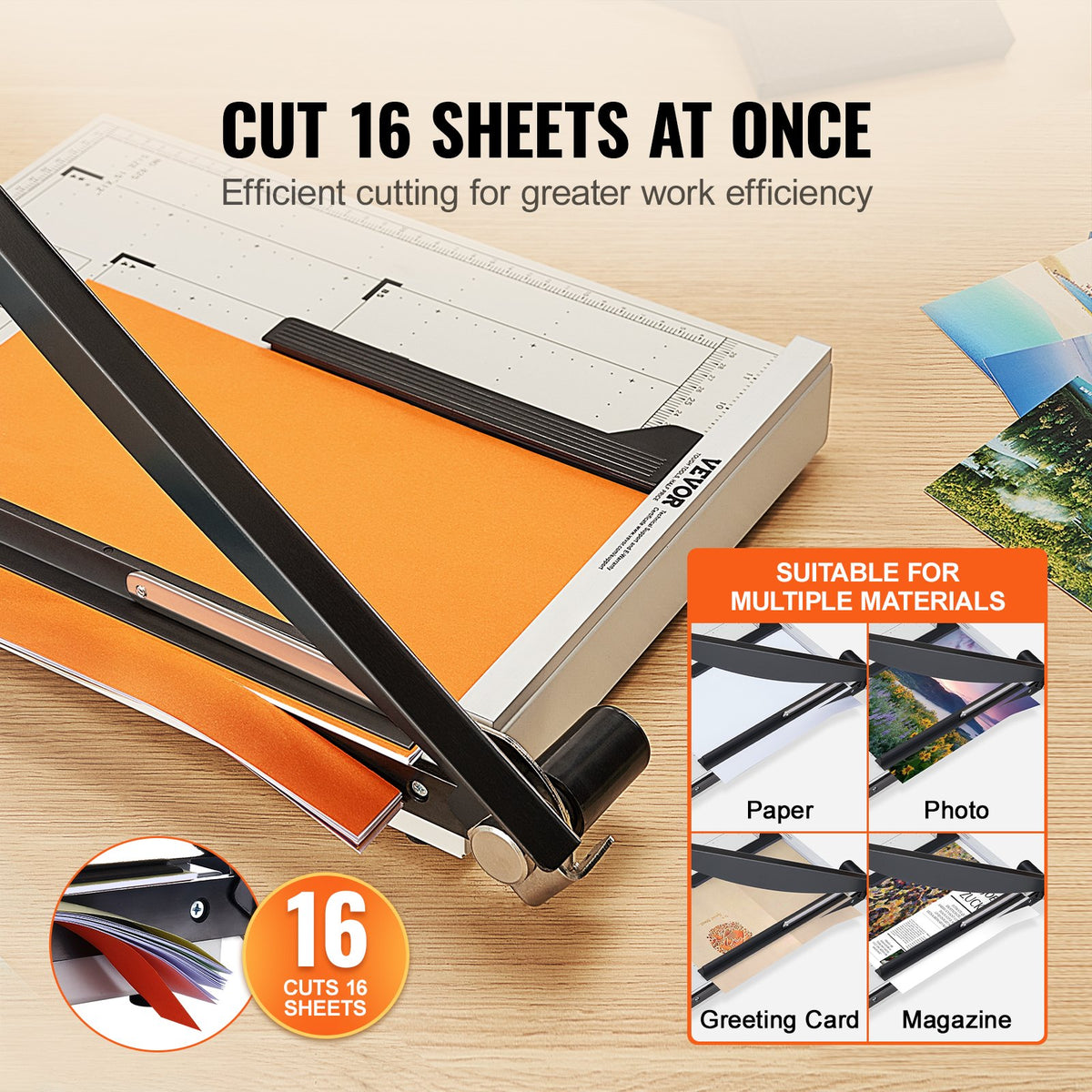 Paper Cutter, Guillotine Trimmer, 381 mm Cut Length, 16 Sheets Capacity, Heavy Duty Guillotine Paper Cutter V952-SDQZJZXQZJ15AQ68NV0