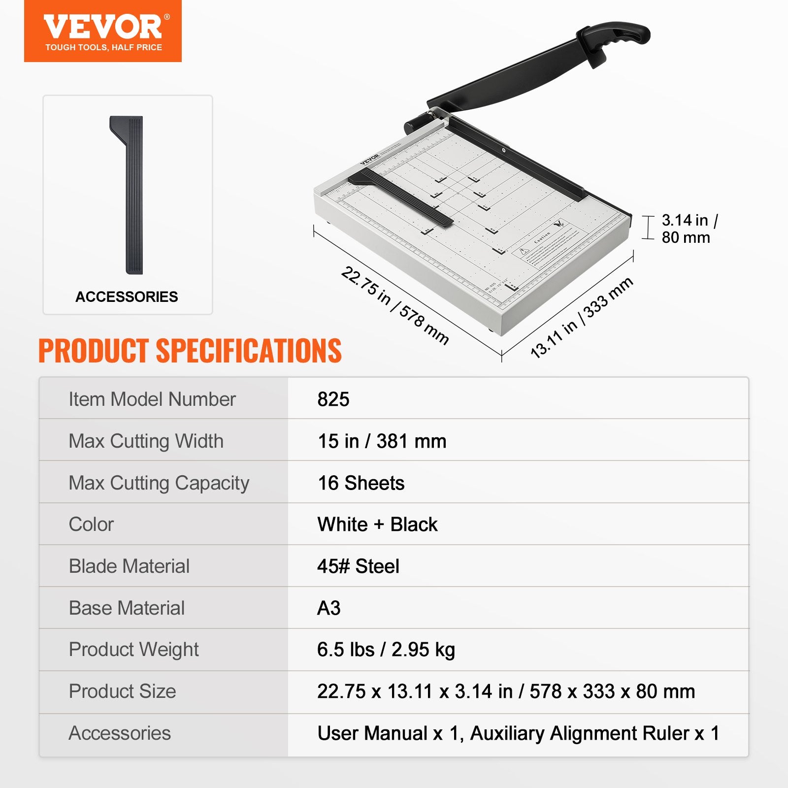 Paper Cutter, Guillotine Trimmer, 381 mm Cut Length, 16 Sheets Capacity, Heavy Duty Guillotine Paper Cutter V952-SDQZJZXQZJ15AQ68NV0