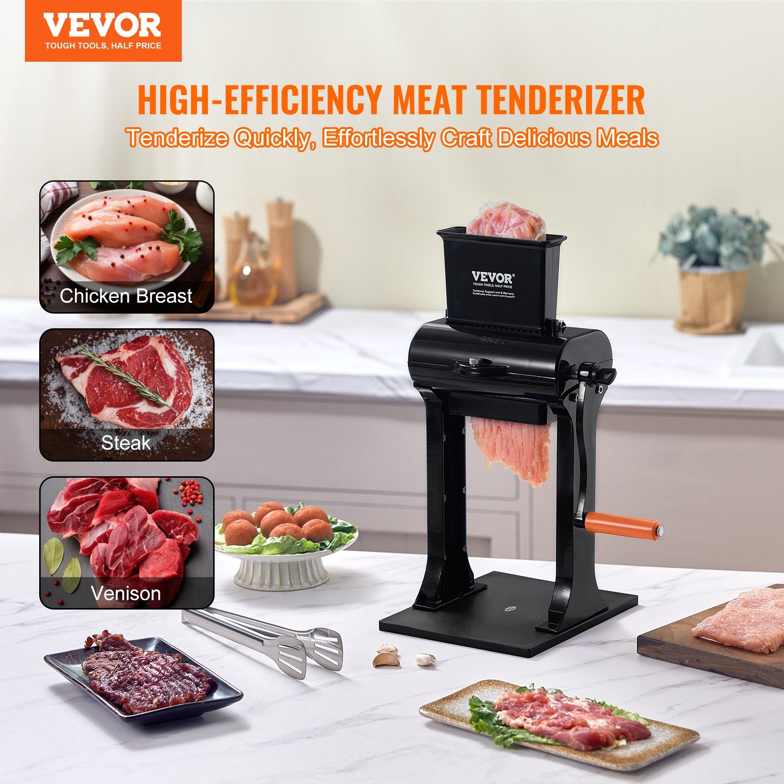 Commercial Meat Tenderizer, Heavy Duty Stainless Steel Meat Tenderizer Machine, Quick and Easy Manual V952-SDRNJ5YCYZLQQTAF7V0