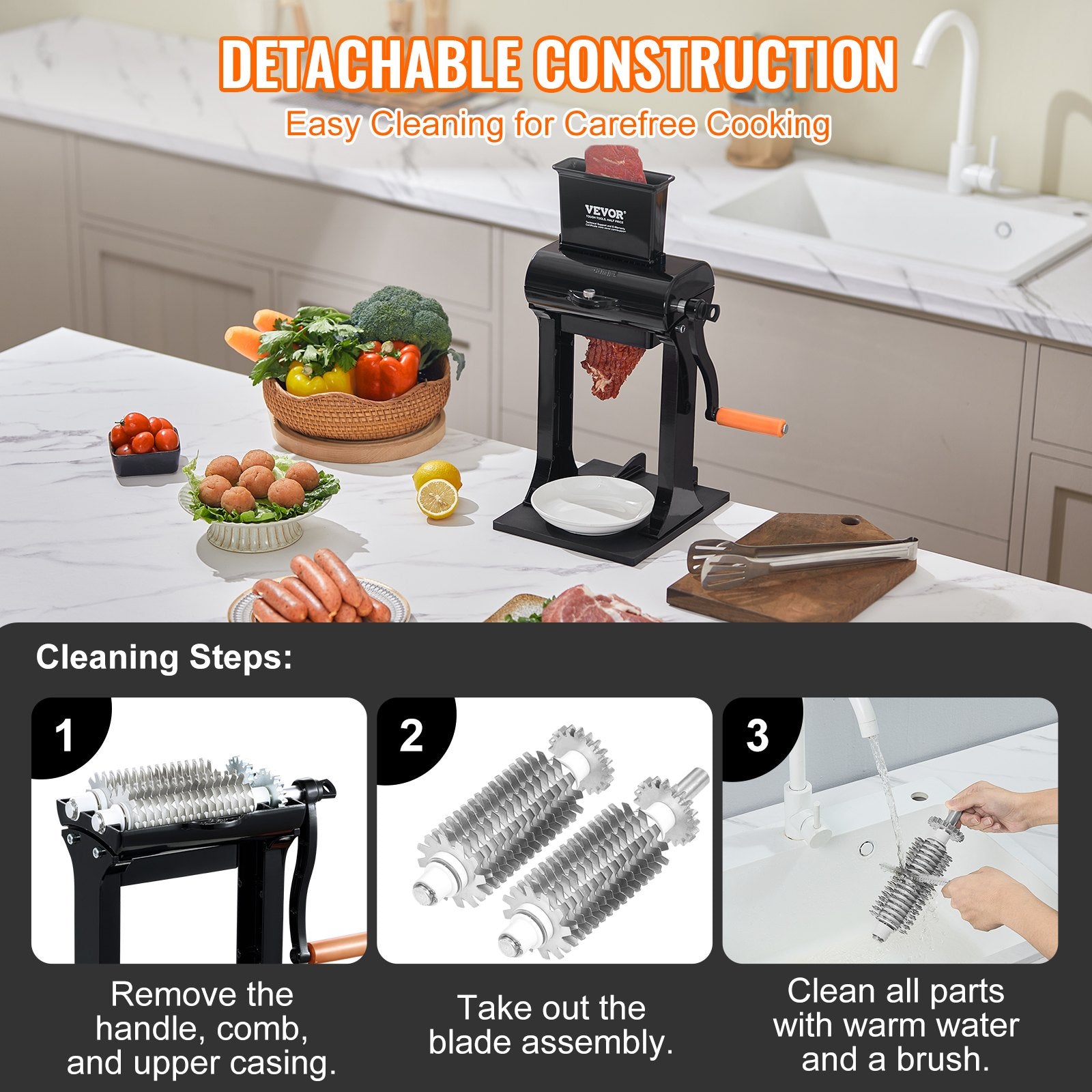 Commercial Meat Tenderizer, Heavy Duty Stainless Steel Meat Tenderizer Machine, Quick and Easy Manual V952-SDRNJ5YCYZLQQTAF7V0