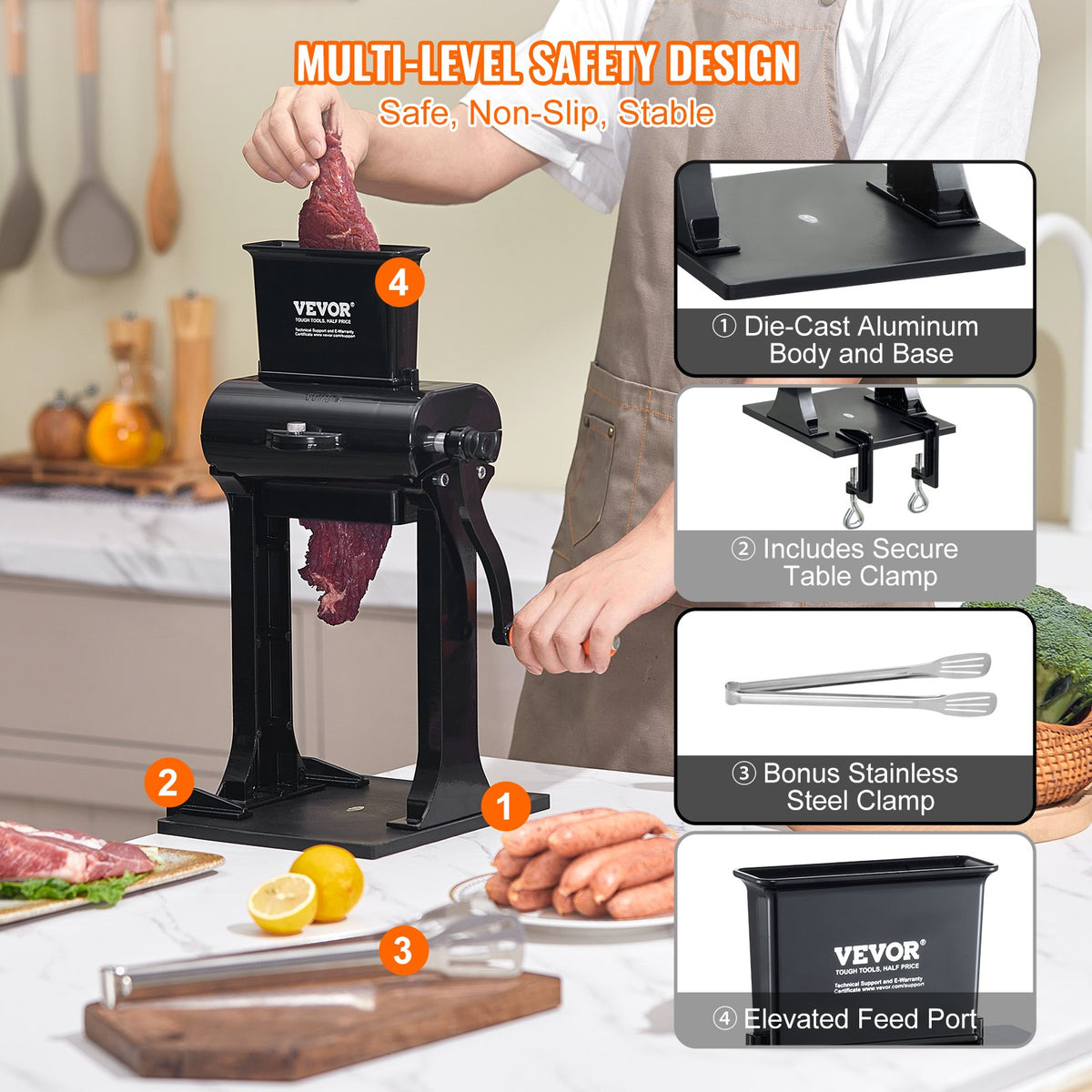 Commercial Meat Tenderizer, Heavy Duty Stainless Steel Meat Tenderizer Machine, Quick and Easy Manual V952-SDRNJ5YCYZLQQTAF7V0