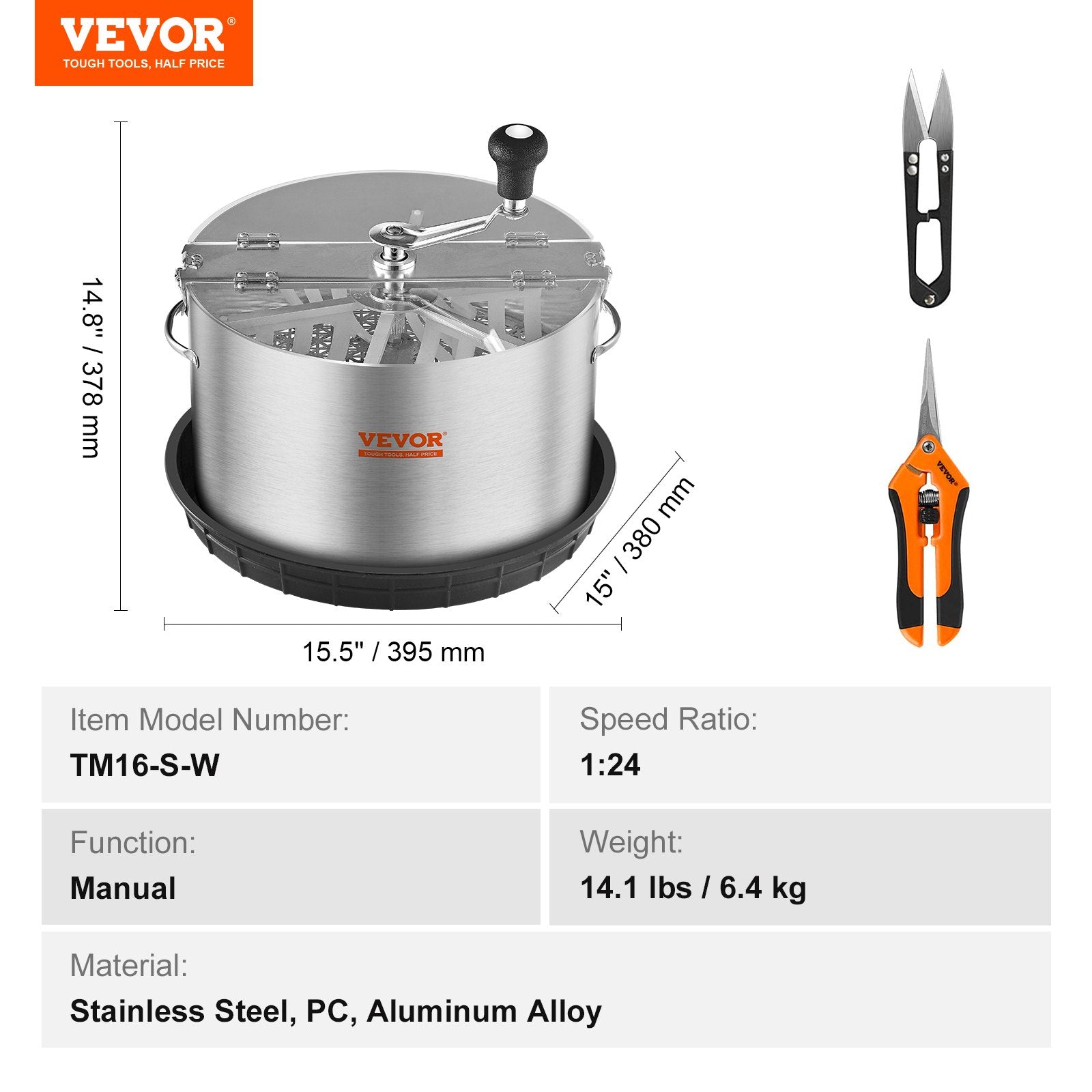 Bud Leaf Trimmer, 39.5cm Stainless Steel Manual Bud Trimmer Machine, with Clear PET Cover for Visual Cutting, V952-SDSCJ16INCHP8J4DJV0