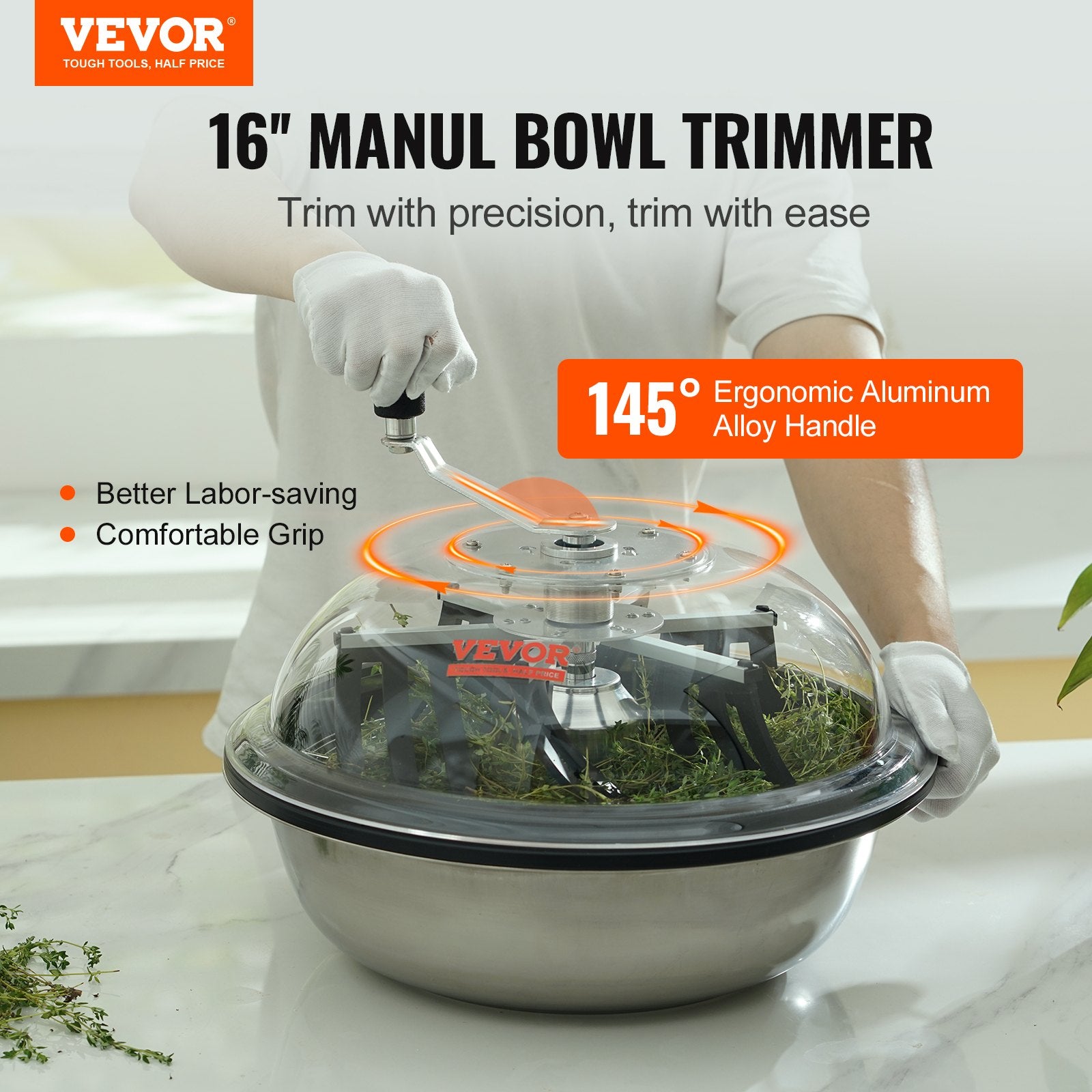 Leaf Bowl Trimmer 16'' Manual Bud Trimmer with Stainless-Steel Blades V952-SDSCJ16INCHPIOOBOV0