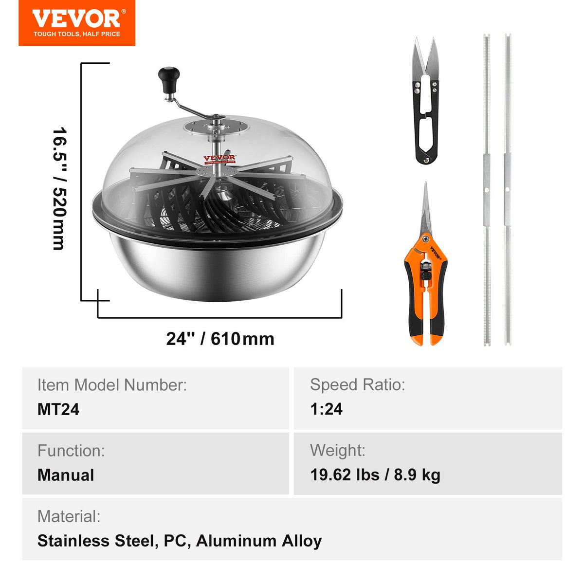 Leaf Bowl Trimmer, 24'' Trimmer Bowl, Manual Bud Trimmer with Stainless-Steel Blades for Twisted Spin Cut, V952-SDSCJ24YCABSJOAOFV0