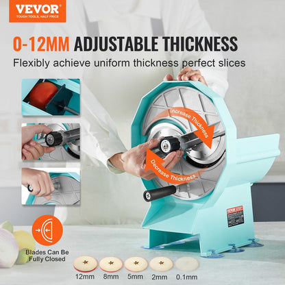 Manual Vegetable Fruit Slicer, 0-0.5"/0-12mm Thickness Adjustable Commercial Slicer Machine, Double Feed V952-SDSCQPJWS1SLW9SE2V0