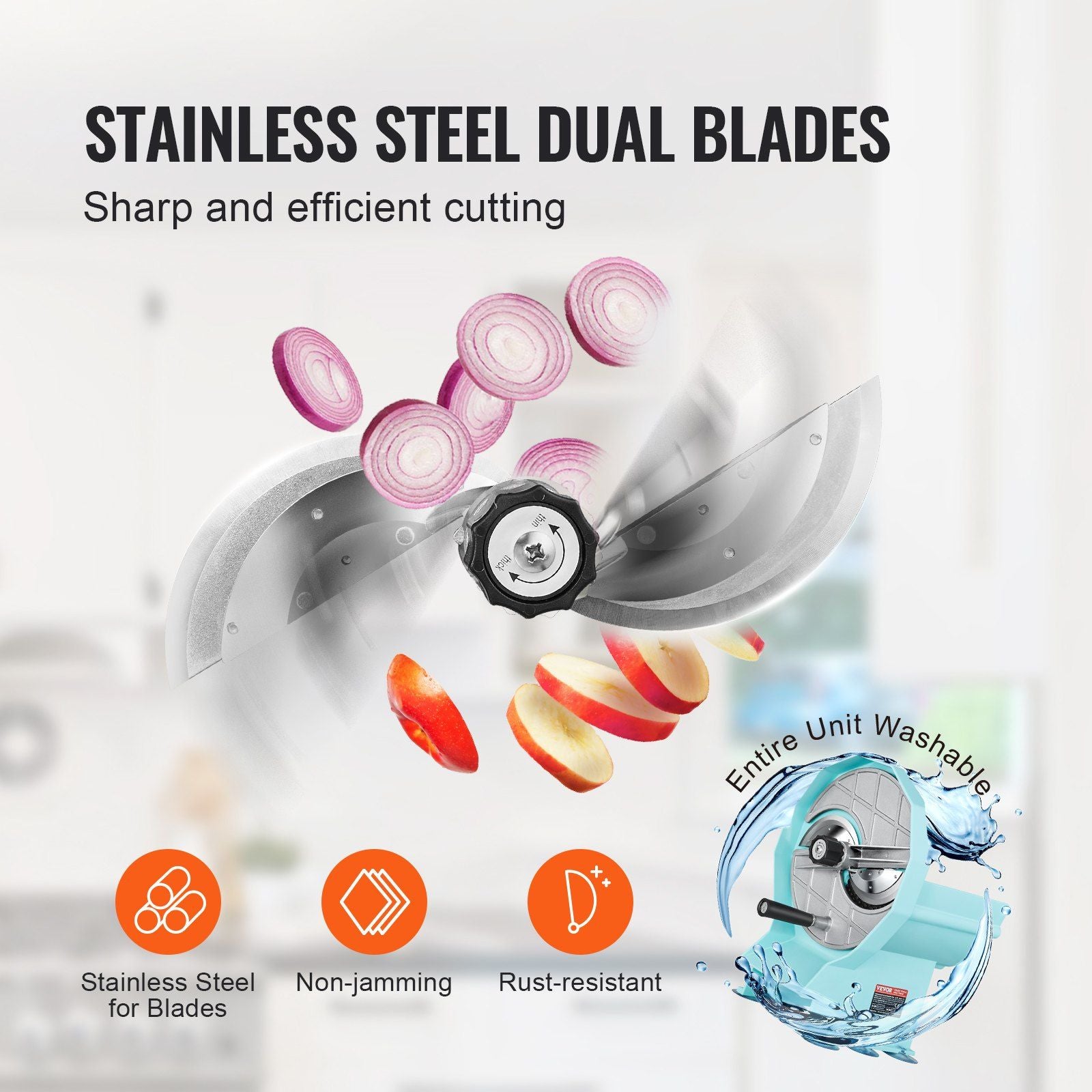 Manual Vegetable Fruit Slicer, 0-0.5"/0-12mm Thickness Adjustable Commercial Slicer Machine, Double Feed V952-SDSCQPJWS1SLW9SE2V0