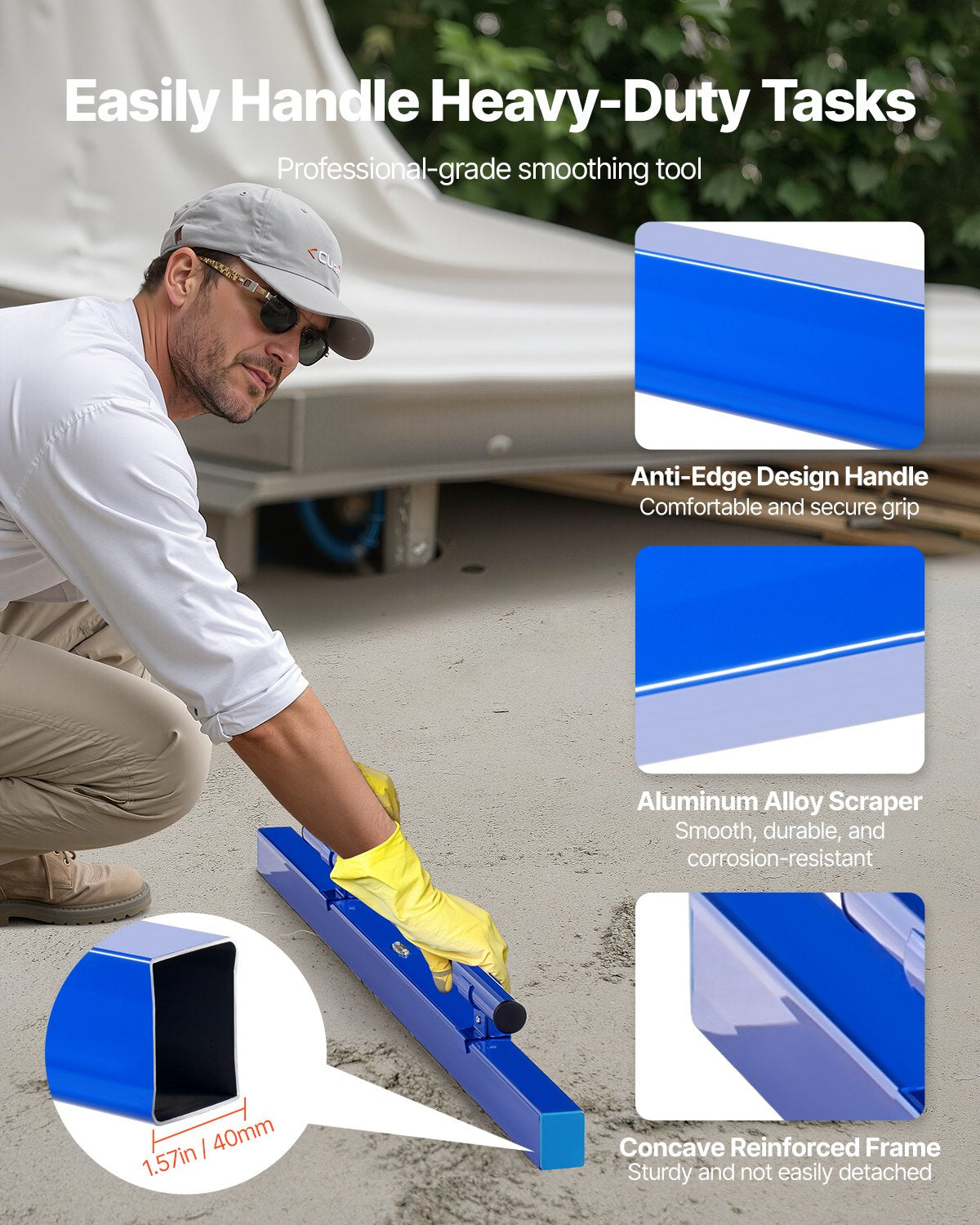 Concrete Screed, 120.5 cm Screed with Level Vial, Easy Cleanup & End Cap Design, Aluminum Lightweight & V952-SDSHNTFZ48YCBHU12001V0