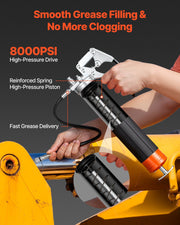 Grease Gun, 8000 PSI High Pressure, Heavy Duty Pistol Grip Grease Gun Kit with 0.4 L Capacity, Includes 46 cm V952-SDSHYQZXSQSWDET7X001V0
