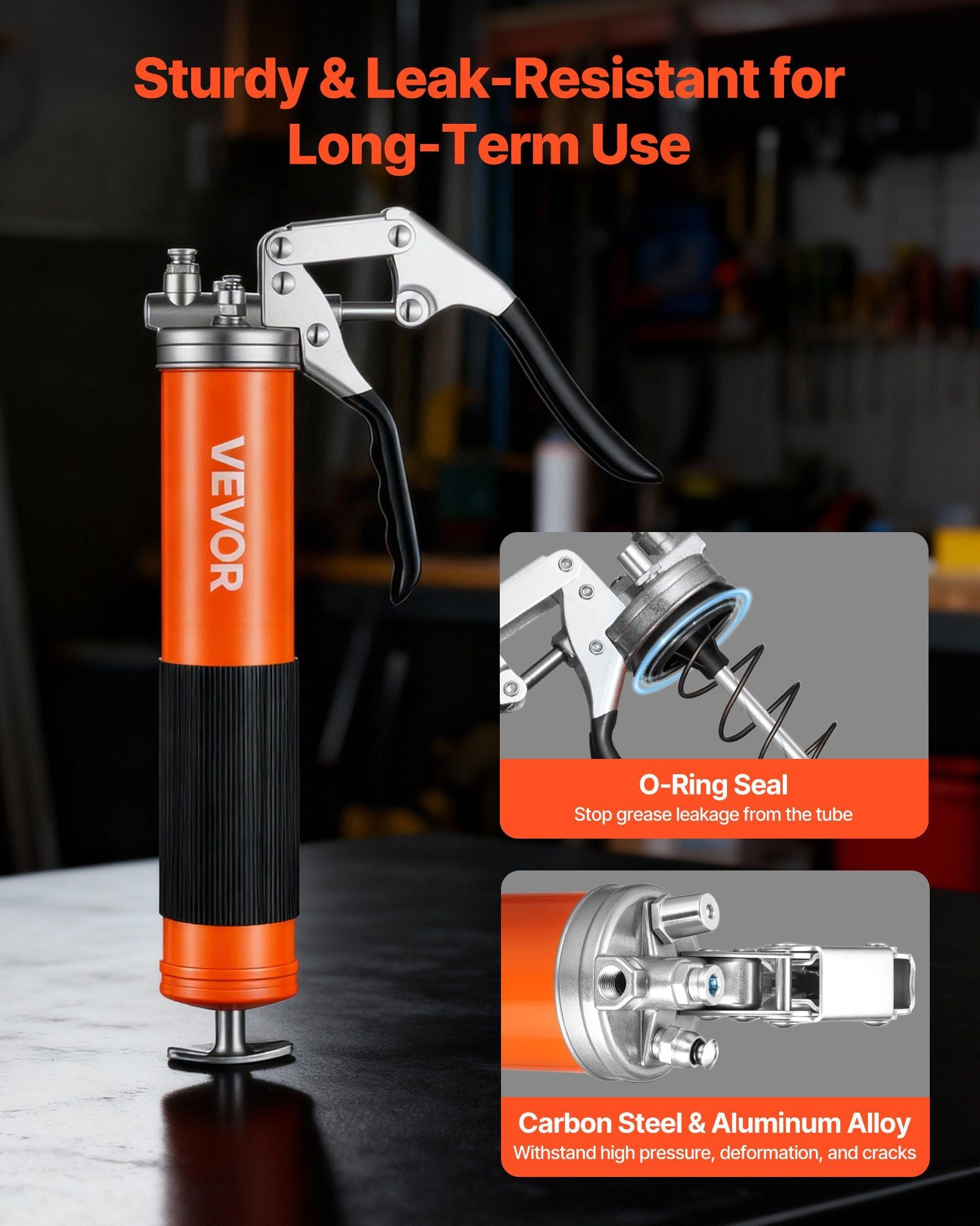 Grease Gun, 8000 PSI High Pressure, Heavy Duty Pistol Grip Grease Gun Kit with 0.4 L Capacity, Includes 46 cm V952-SDSHYQZXSQSWDET7X001V0
