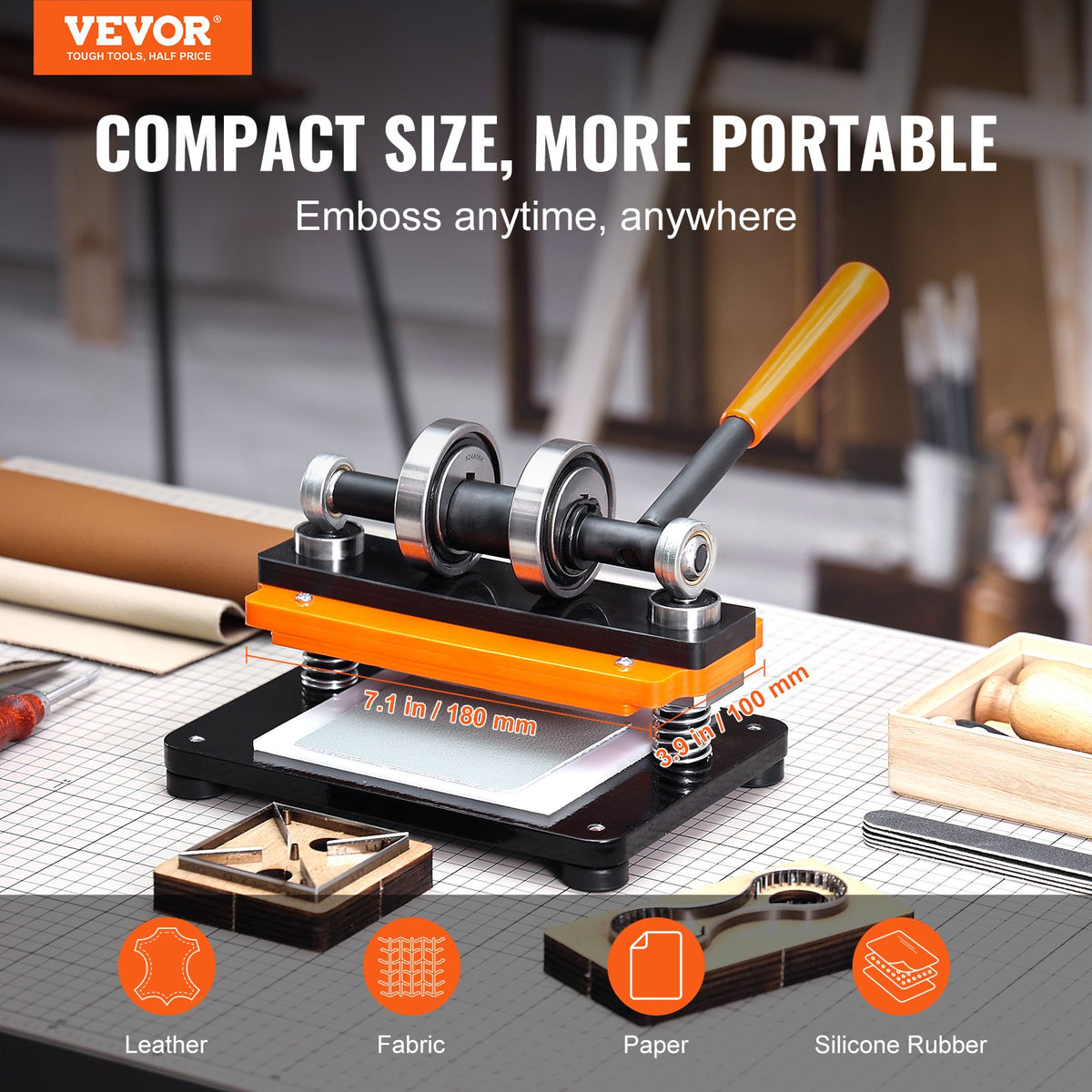 Leather Cutting Machine, 7.1 x 3.9 in Embossing Plate Manual Die Cutter, 0.47 in Pressure Stroke Leather V952-SDSLPGYHJ18XT44PEV0
