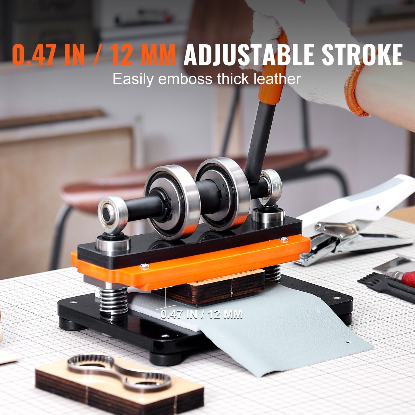 Leather Cutting Machine, 7.1 x 3.9 in Embossing Plate Manual Die Cutter, 0.47 in Pressure Stroke Leather V952-SDSLPGYHJ18XT44PEV0