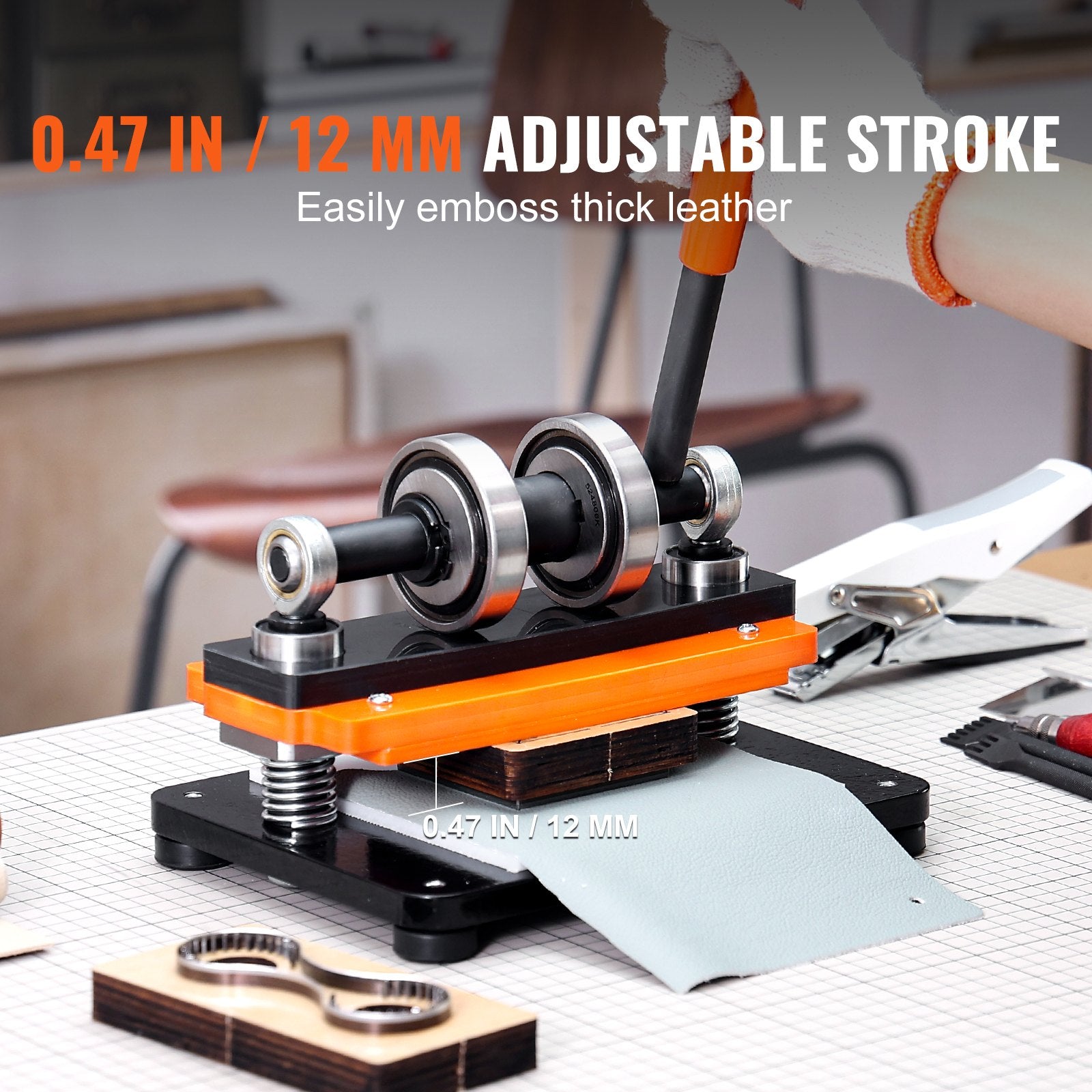 Leather Cutting Machine, 7.1 x 3.9 in Embossing Plate Manual Die Cutter, 0.47 in Pressure Stroke Leather V952-SDSLPGYHJ18XT44PEV0