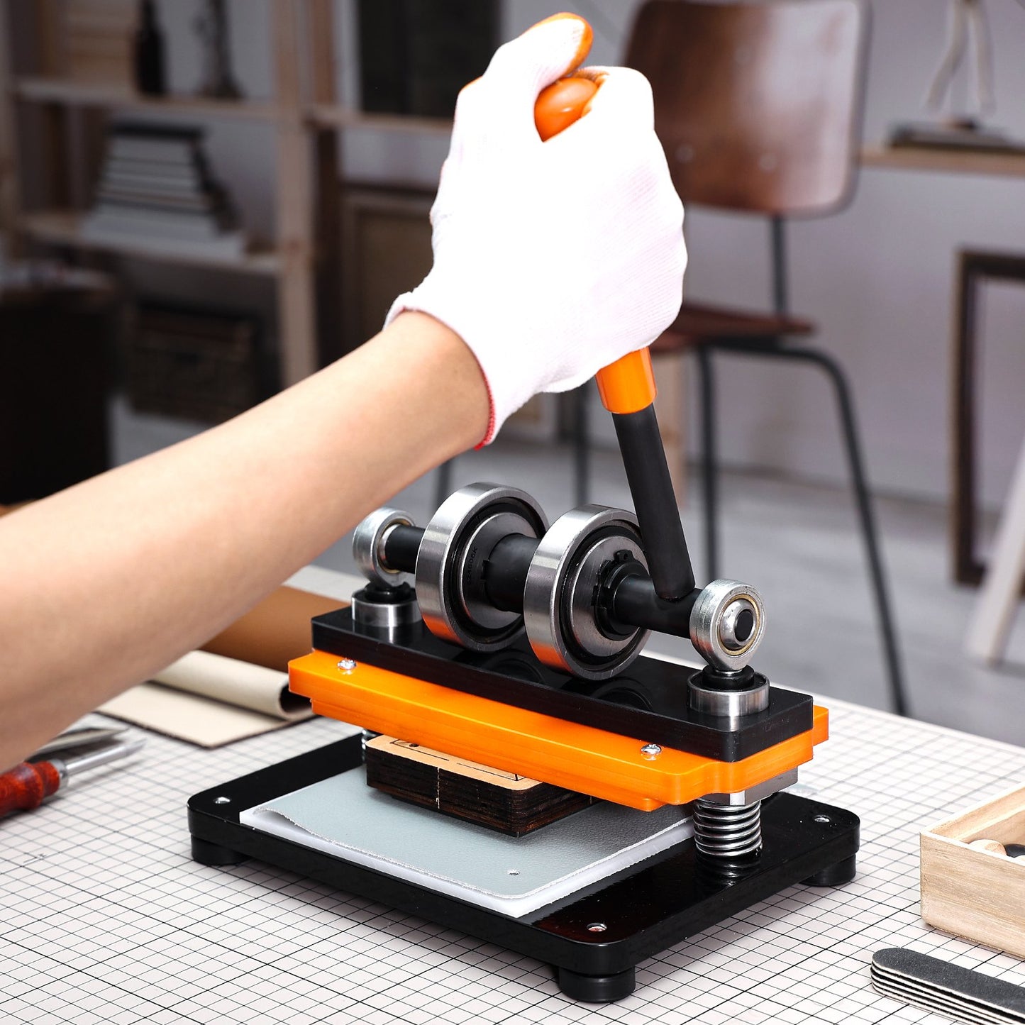 Leather Cutting Machine, 7.1 x 3.9 in Embossing Plate Manual Die Cutter, 0.47 in Pressure Stroke Leather V952-SDSLPGYHJ18XT44PEV0