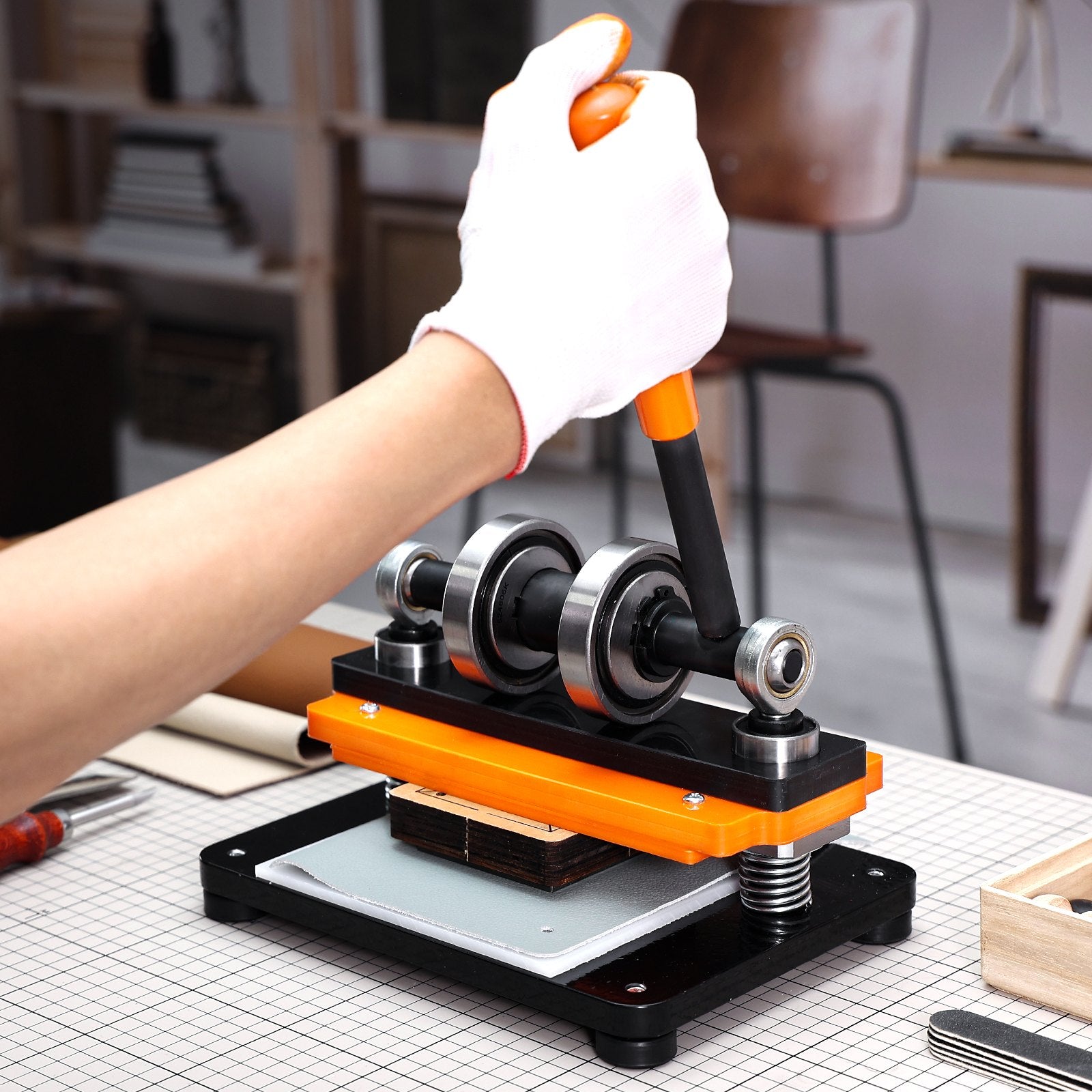 Leather Cutting Machine, 7.1 x 3.9 in Embossing Plate Manual Die Cutter, 0.47 in Pressure Stroke Leather V952-SDSLPGYHJ18XT44PEV0