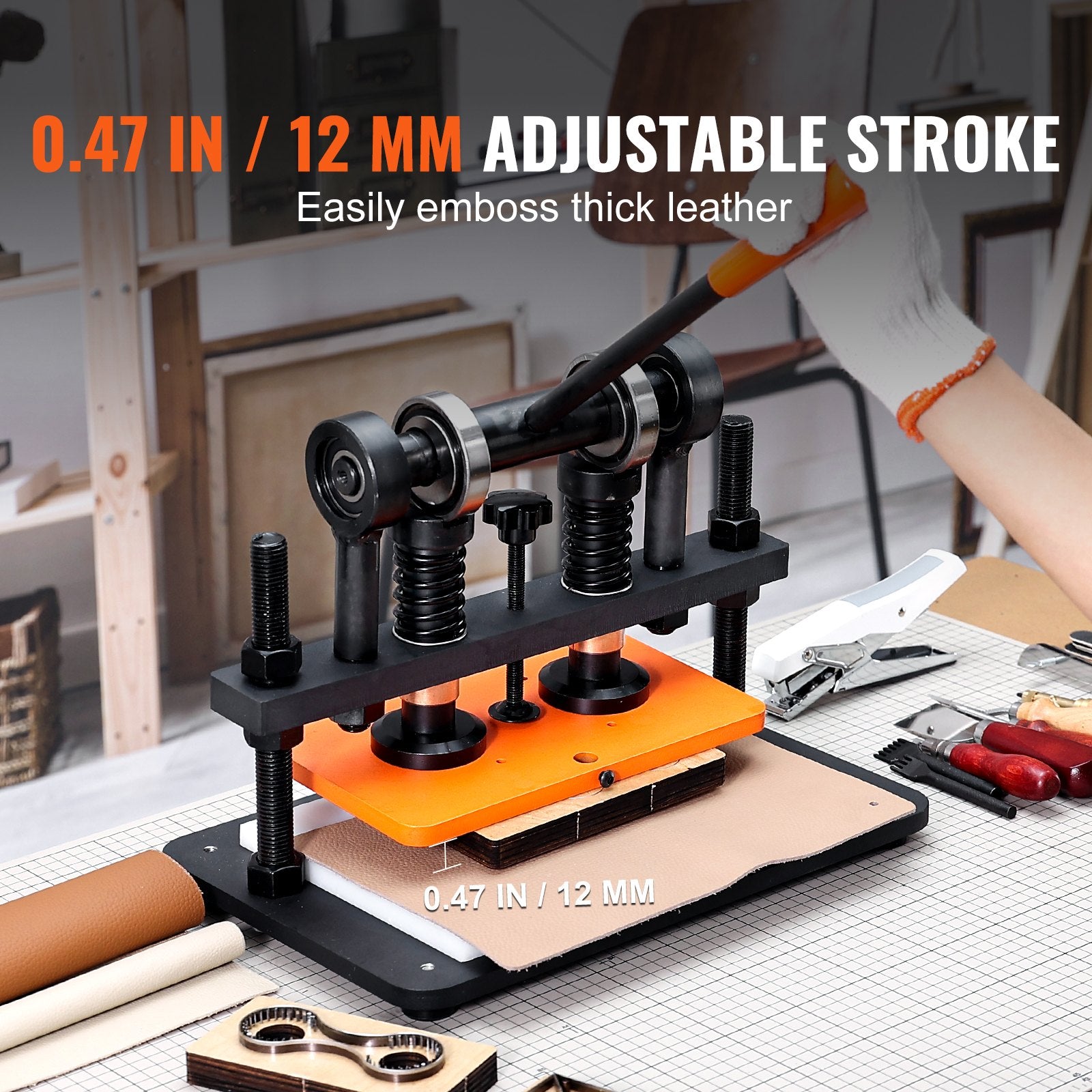 Leather Cutting Machine, 10.2 x 5.9 in Embossing Plate Manual Die Cutter, 0.47 in Pressure Stroke Leather V952-SDSLPGYHJ26XK2HM6V0