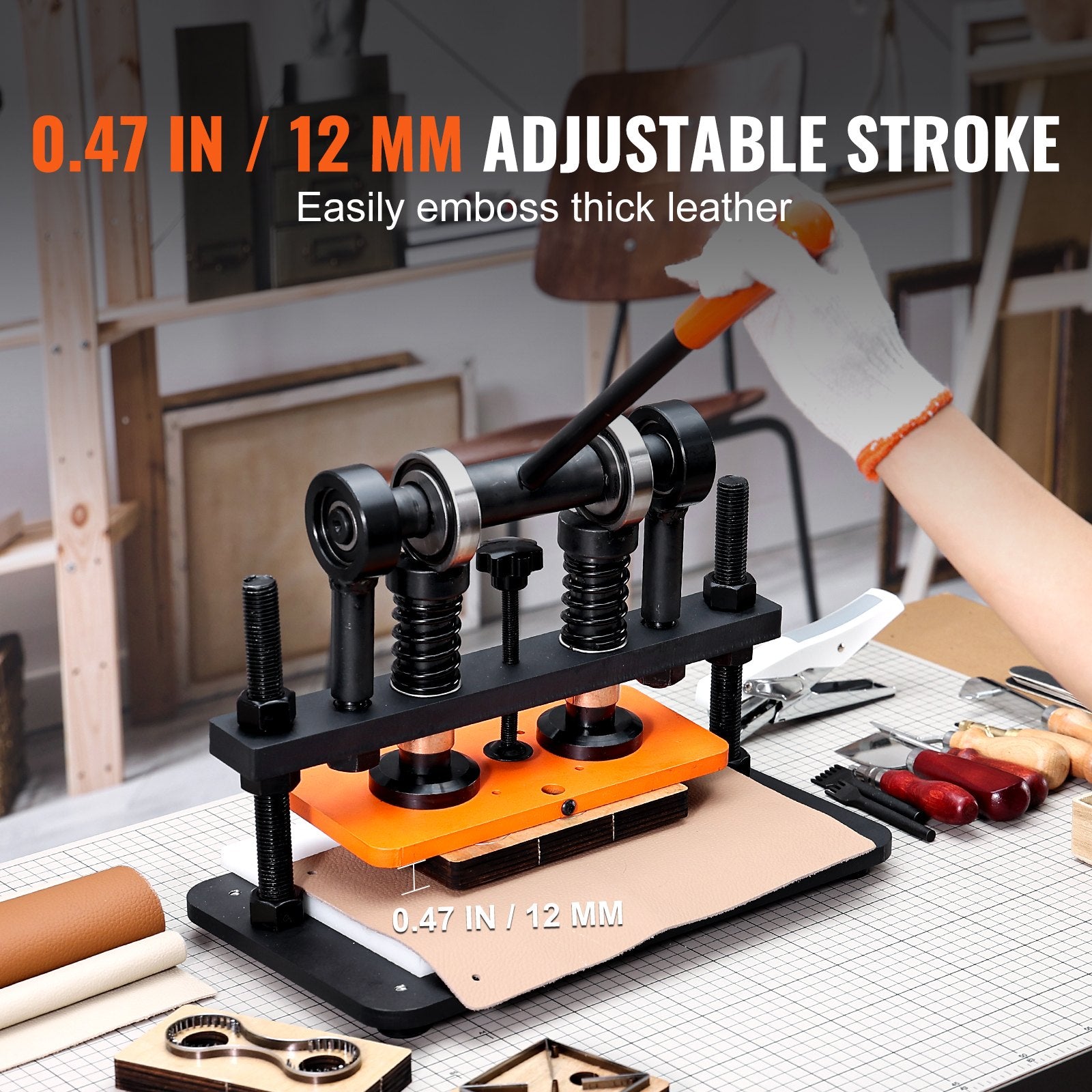 Leather Cutting Machine, 10.2 x 4.7 in Embossing Plate Manual Die Cutter, 0.47 in Pressure Stroke Leather V952-SDSLPGYHJ26XWNZX0V0