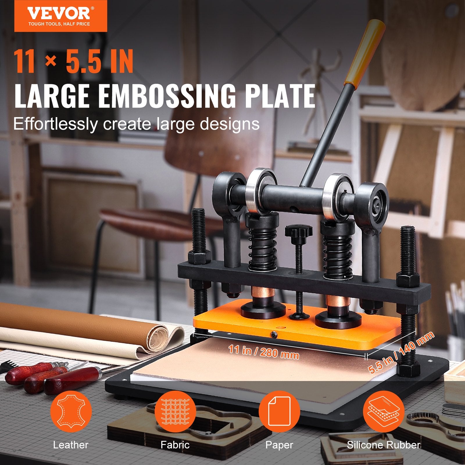 Leather Cutting Machine, 11 x 5.5 in Embossing Plate Manual Die Cutter, 0.47 in Pressure Stroke Leather V952-SDSLPGYHJ28XE5XVZV0